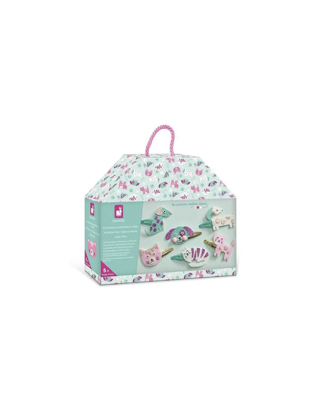 Janod 6 barrettes pailletées à créer Little Pets -
