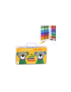 Moulin Roty 24 crayons de cire les Popipop -