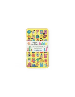 Enfant Moulin Roty 12 crayons de couleur Néon Les Schmouks -