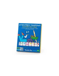 Enfant Moulin Roty 8 feutres tampons 2 en 1 Les Loufoques -