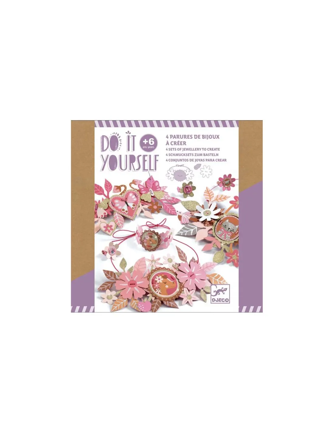 Djeco 4 parures de bijoux à créer Doux médaillons - Do it Yourself