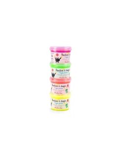 Moulin Roty 4 pots de peinture à doigts fluo Les Schmouks -