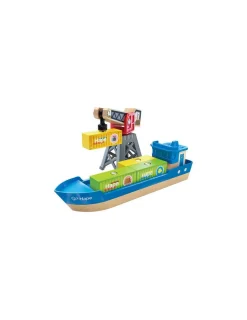 Hape Toys Bateau cargo et grue - Hape