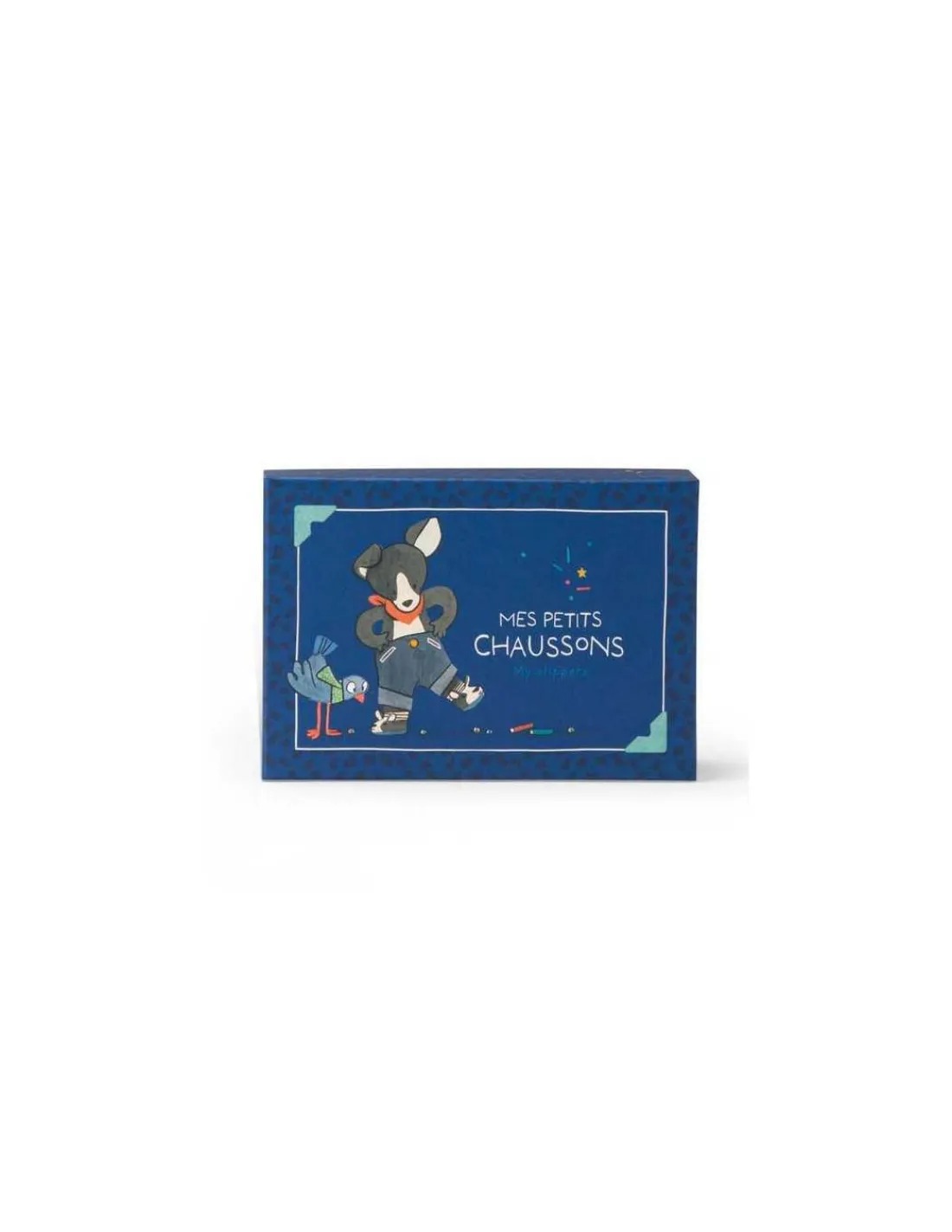 Moulin Roty Chaussons chien Puce bleu Puce & Pilou -