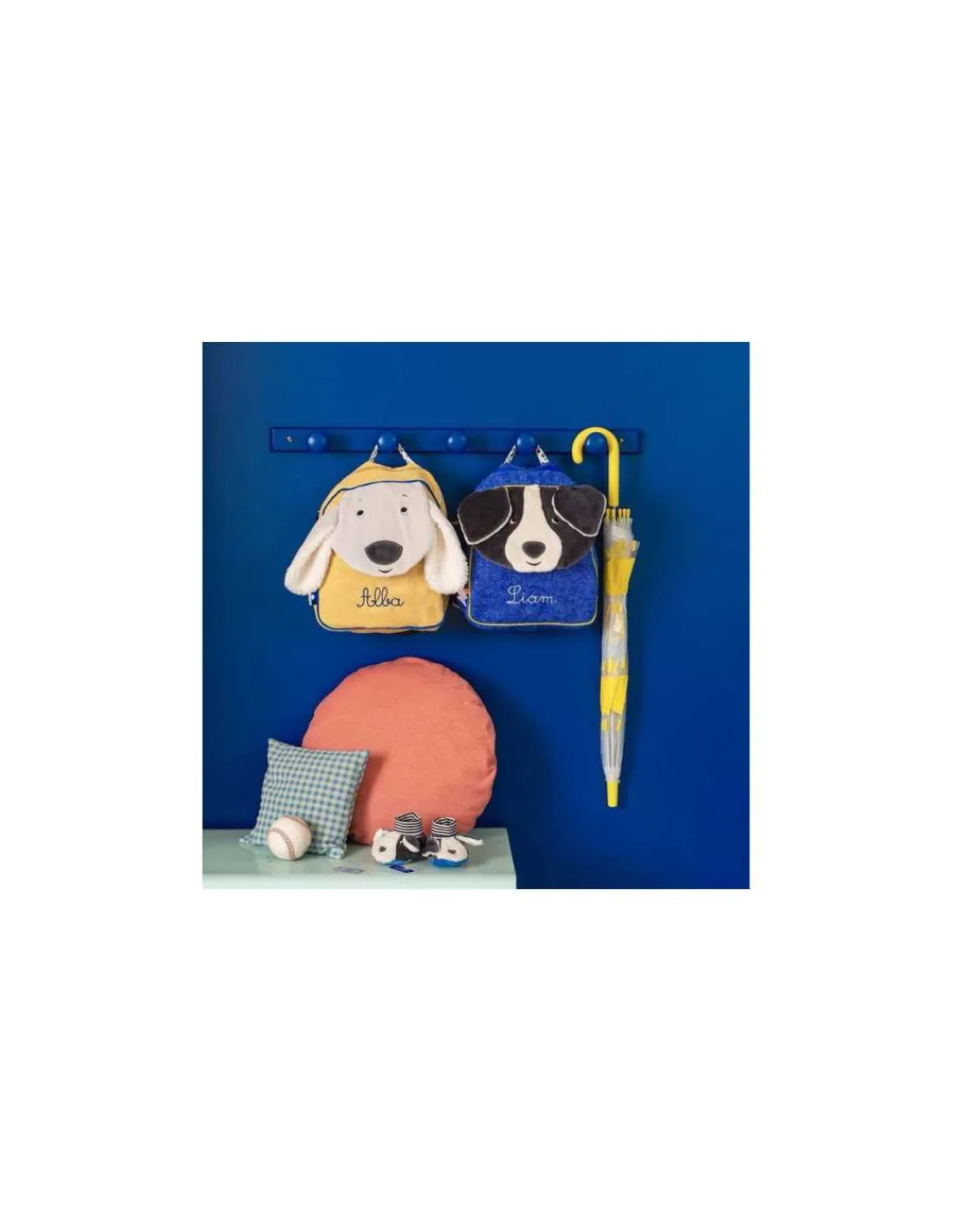 Moulin Roty Chaussons chien Puce bleu Puce & Pilou -