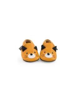 Moulin Roty Chaussons cuir chat moutarde Les moustaches 18/24 m -