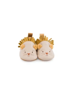 Moulin Roty Chaussons cuir lion beige Sous mon baobab 18/24 m -