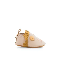Moulin Roty Chaussons cuir lion beige Sous mon baobab 0/6 m -