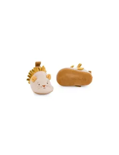 Moulin Roty Chaussons cuir lion beige Sous mon baobab 0/6 m -