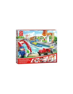 Hape Toys Circuit de train de cargaison avec port maritime - Hape