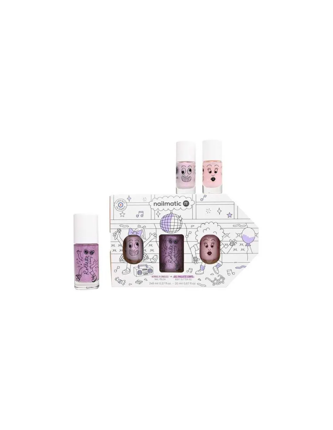 Enfant nailmatic KIDS Coffret Bus Party Disco violet - Nailmatic
