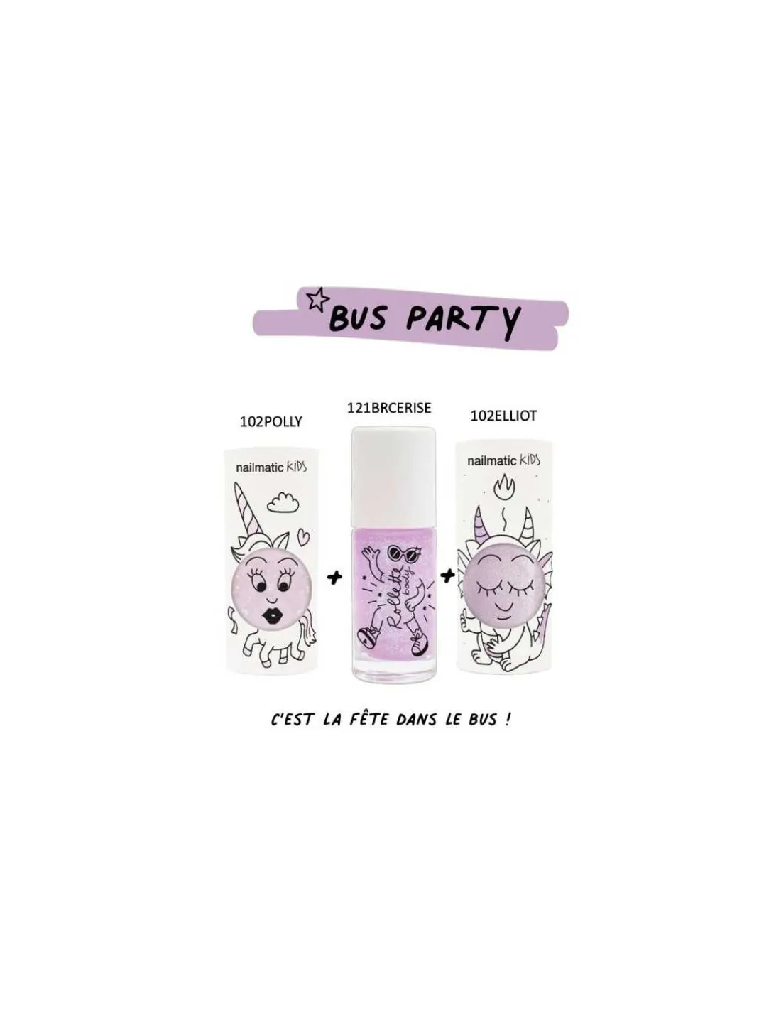 Enfant nailmatic KIDS Coffret Bus Party Disco violet - Nailmatic