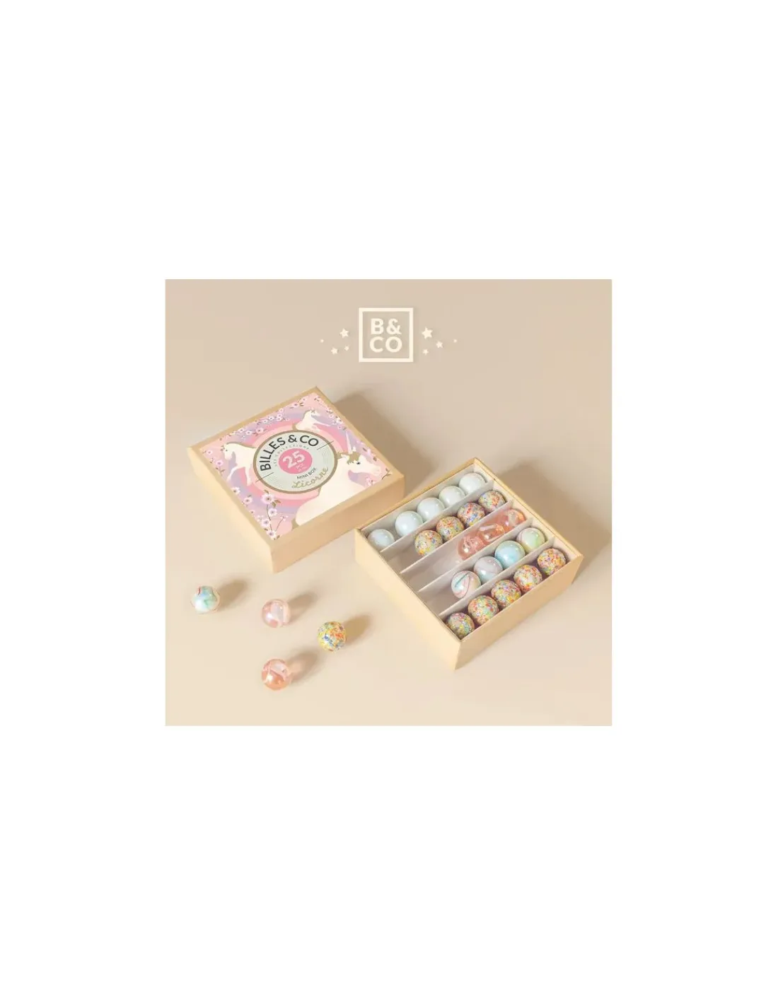 Billes and Co Coffret de 25 billes Licorne - Billes & Co