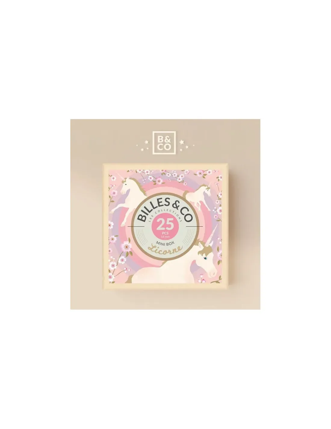 Billes and Co Coffret de 25 billes Licorne - Billes & Co