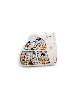 Sycomore Coffret de perles en bois Chat -