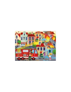 Sassi junior Coffret livre et puzzle Les pompiers - Sassi