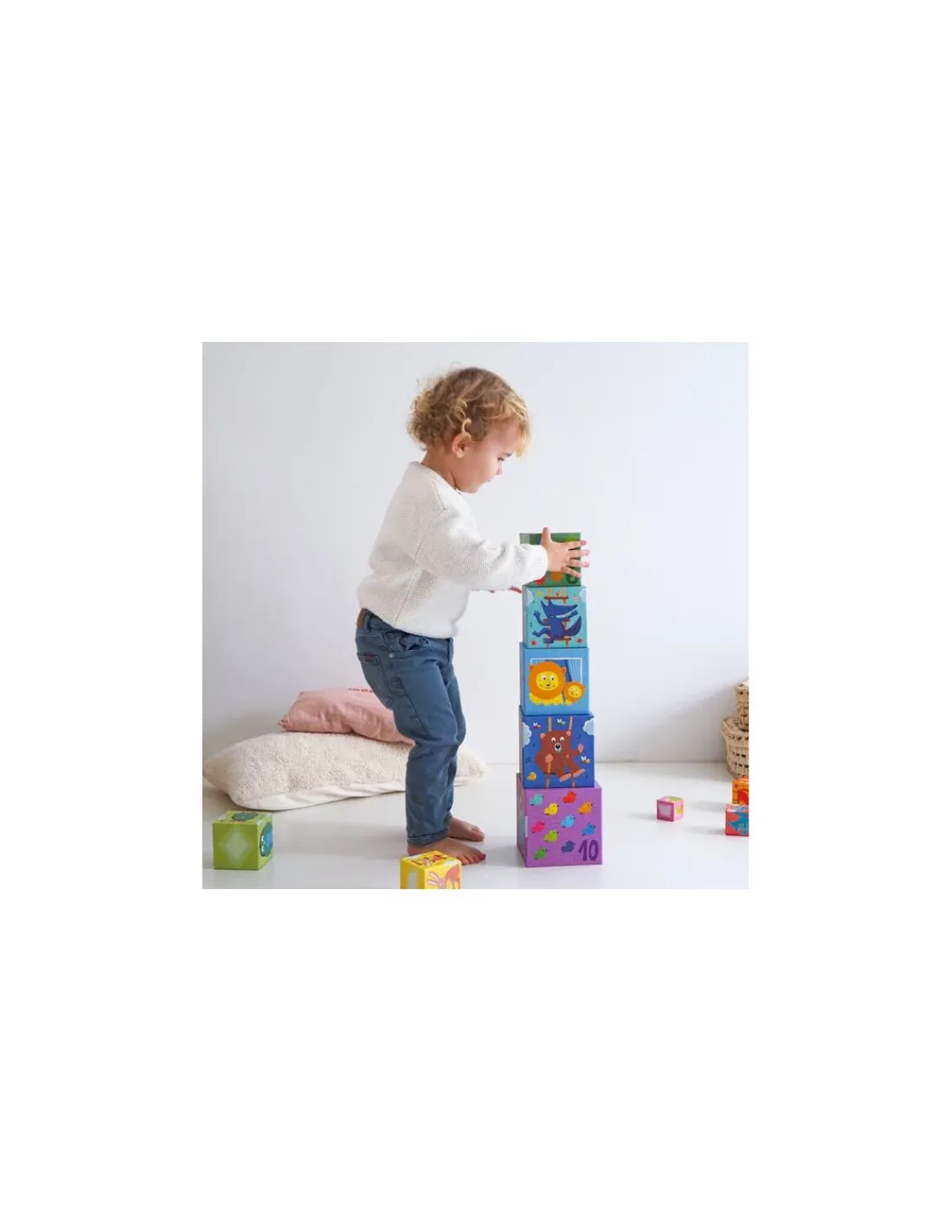 Djeco Cubes à empiler arc en ciel -