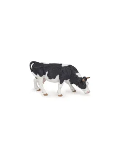 Papo Figurine vache noire et blanche broutant -