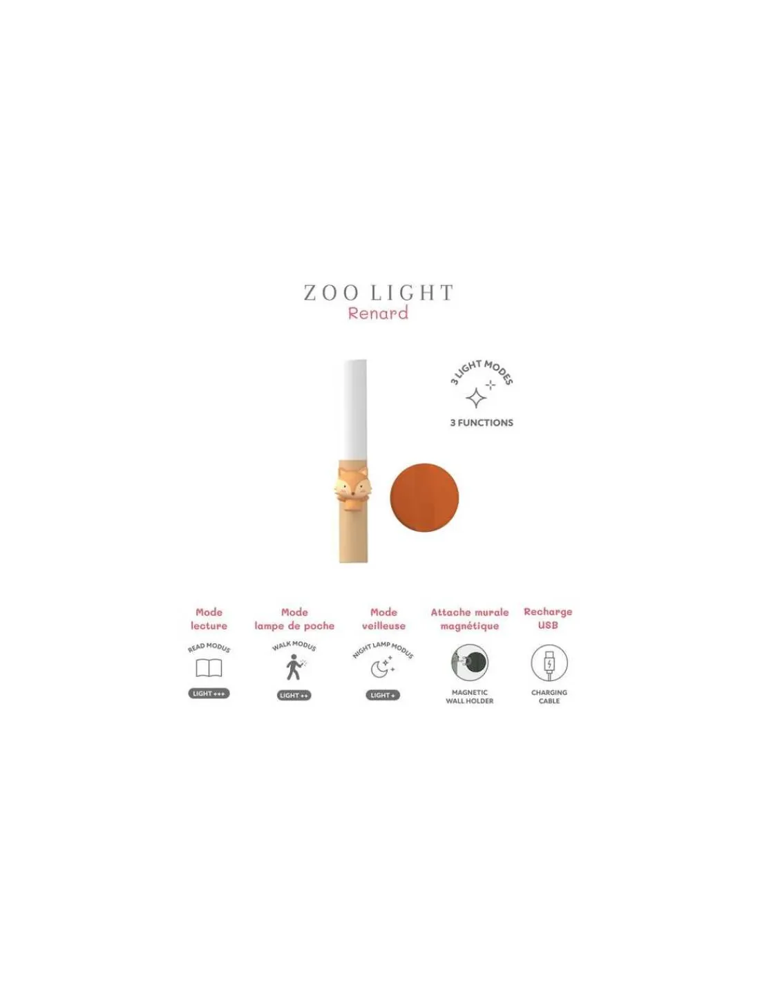 Enfant The Zoofamily Lampe 3-en-1 Zoo Light Renard -