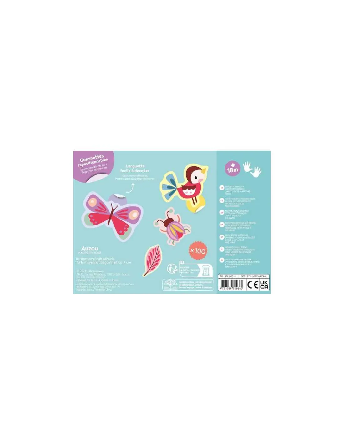 Auzou Ma pochette de 100 gommettes P'tites bêtes -