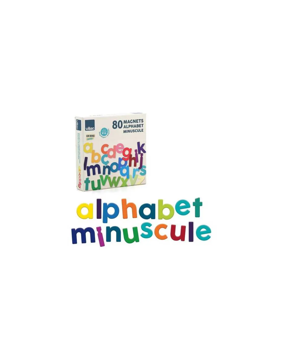 Vilac Magnets alphabet minuscules bois 80 pièces -