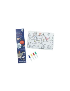 Moulin Roty Mini set à colorier et 4 feutres Aujourd'hui c'est Mercredi -
