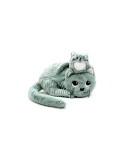 Les Deglingos Peluche Miaou le chat maman et bébé vert menthe - Les Ptipotos by Déglingos