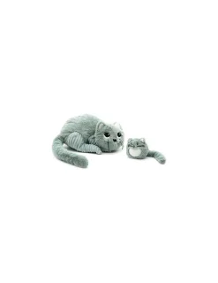 Les Deglingos Peluche Miaou le chat maman et bébé vert menthe - Les Ptipotos by Déglingos