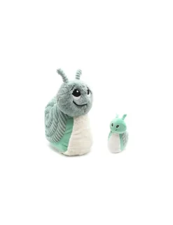 Les Deglingos Peluche Speedou l'escargot maman et bébé vert menthe - Les Ptipotos by Déglingos