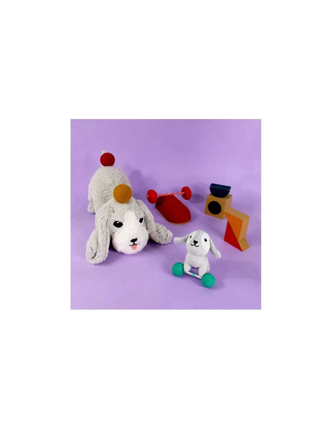 Les Deglingos Peluche Toutou le chien gris clair - Les Ptipotos by Déglingos