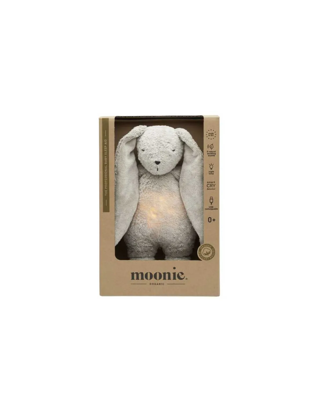 Moonie Peluche veilleuse musicale lapin Sable -