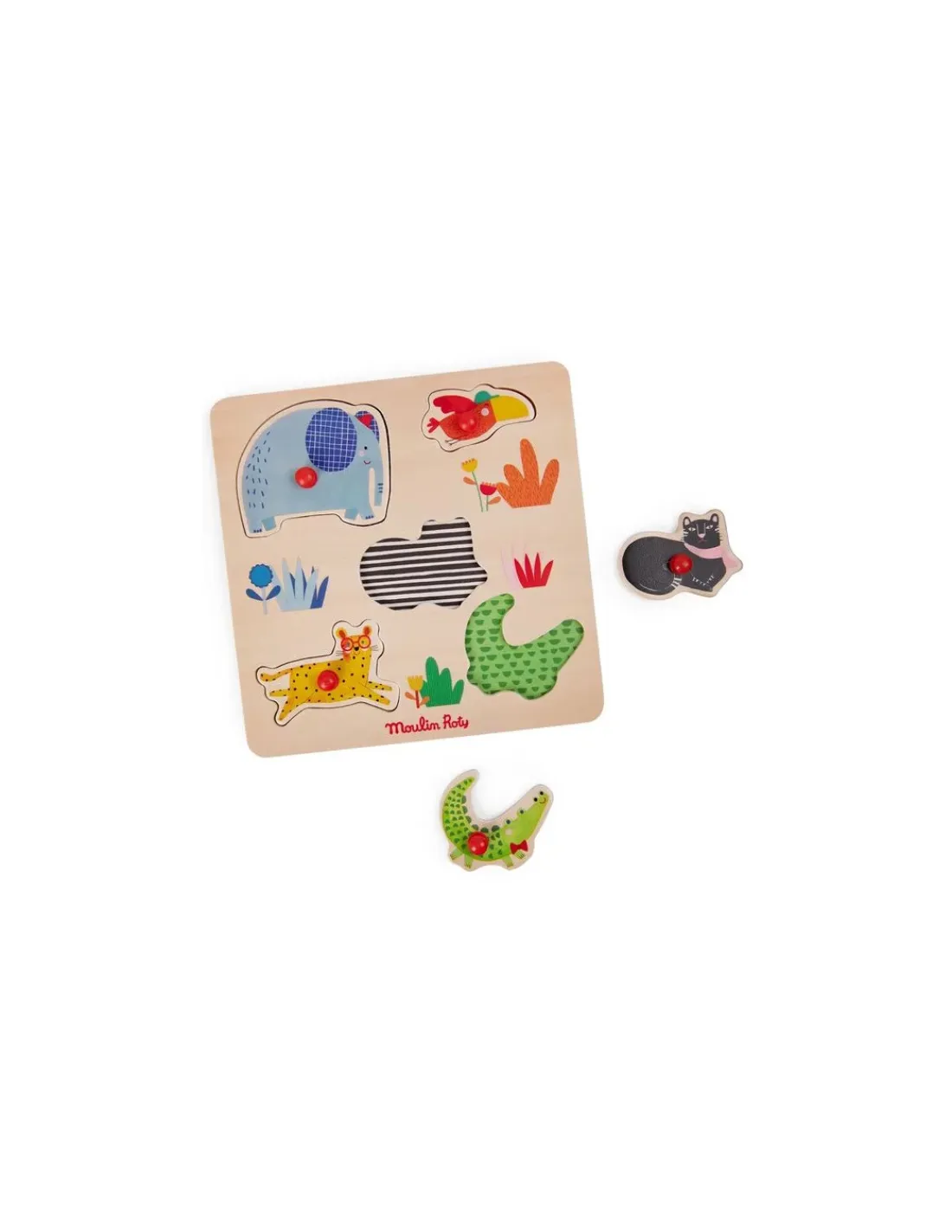 Moulin Roty Puzzle encastrable 5 animaux Les toupitis -