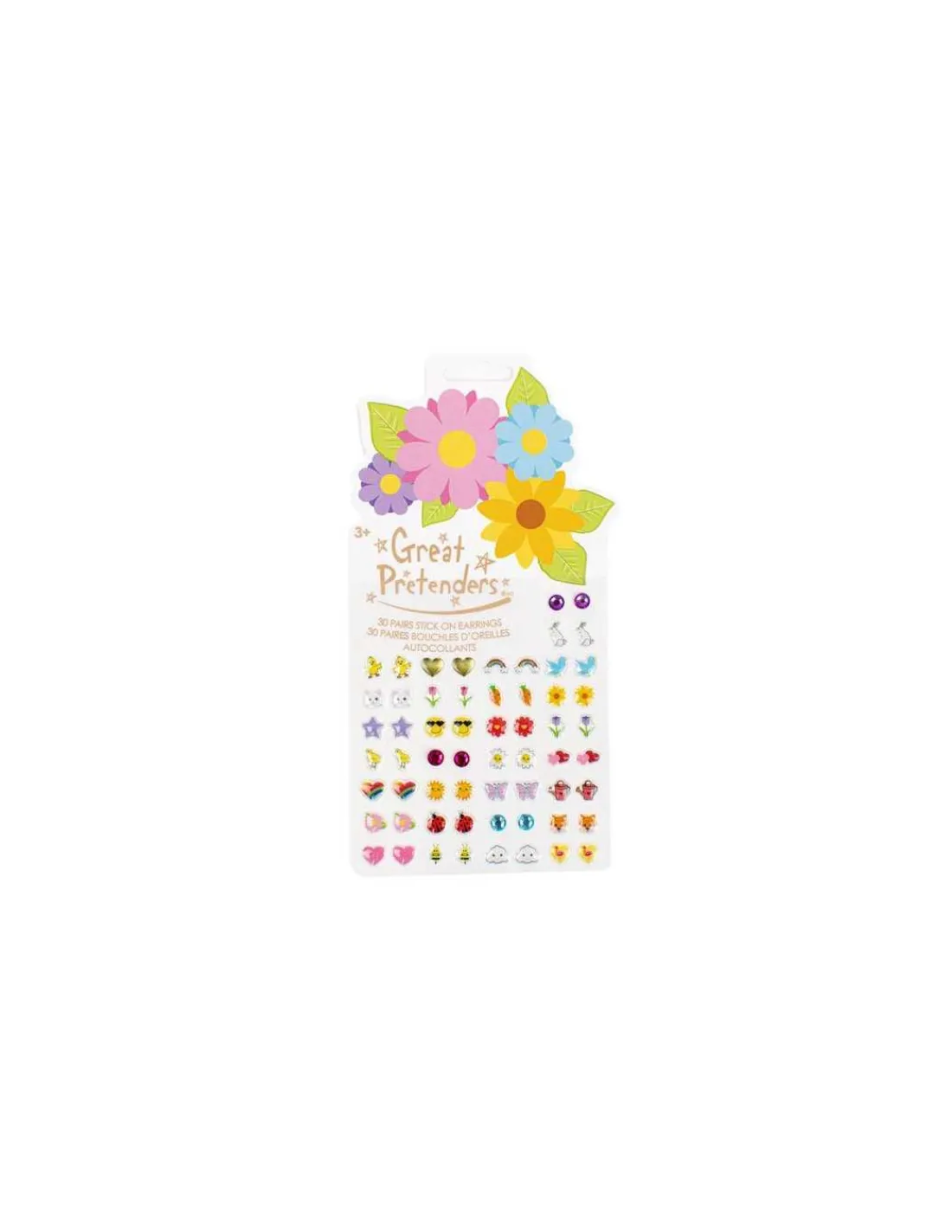 Great Pretenders Set de 30 paires de boucles d'oreilles autocollantes Fleurs -