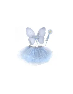 Great Pretenders Set de fée, jupe, ailes et baguette bleu clair 4-6 ans -
