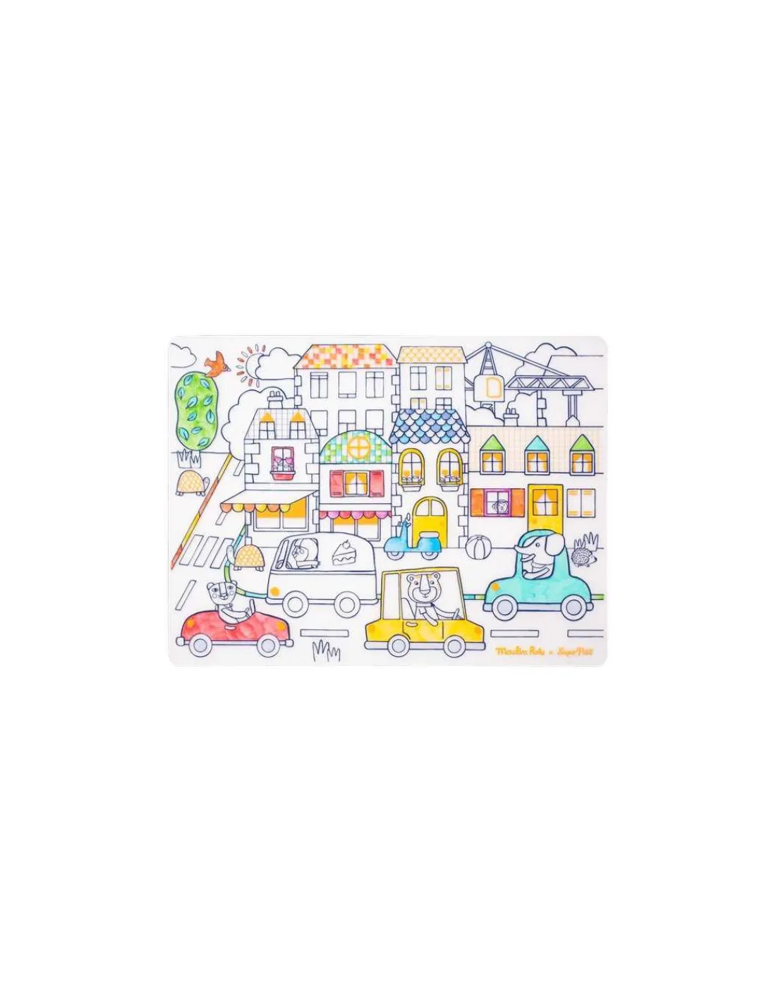 Moulin Roty Set en silicone à colorier et 5 feutres Les Popipop -