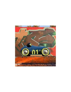 Vilac Voiture en bois Old sport Compet’ bleu nuit -