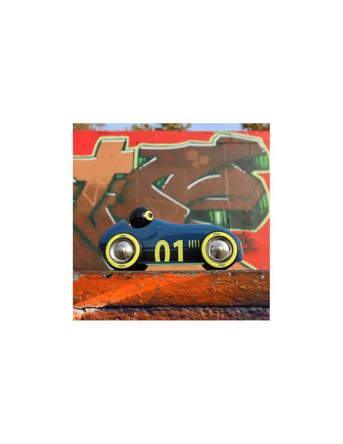 Vilac Voiture en bois Old sport Compet’ bleu nuit -